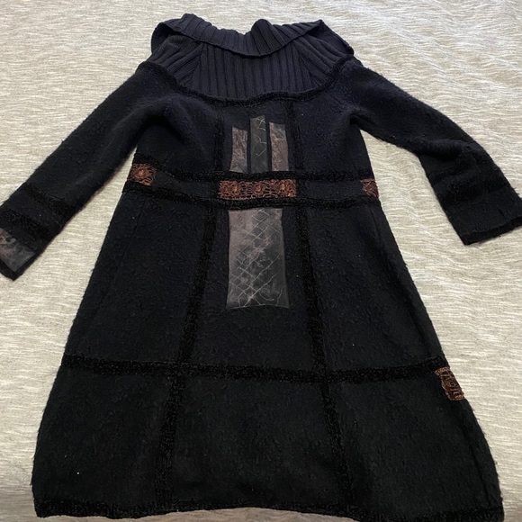 Le Gatte Patchwork Flowy Wool Coat Size III ITALY - Picture 8 of 12